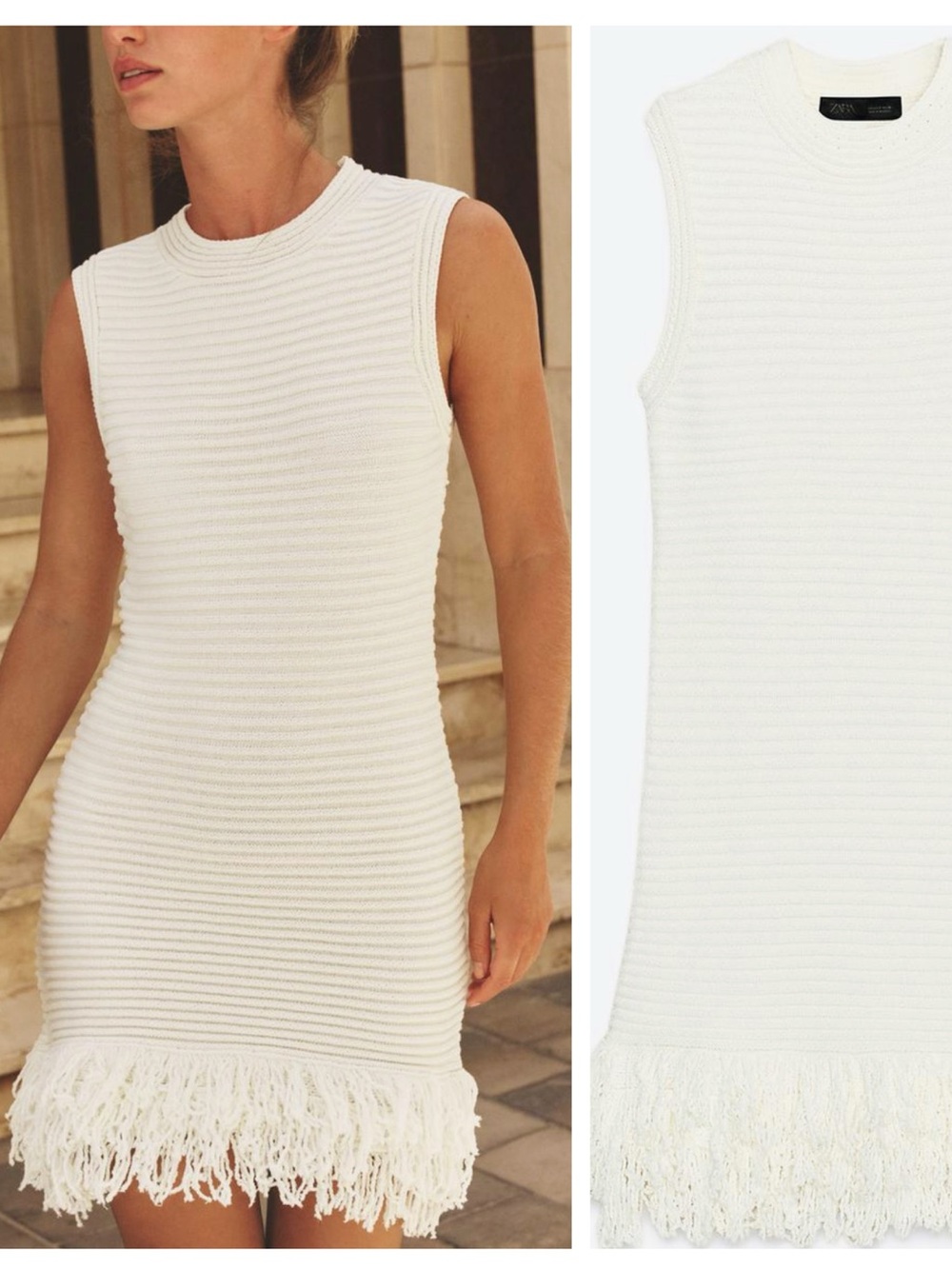 ZARA fringe knit dress